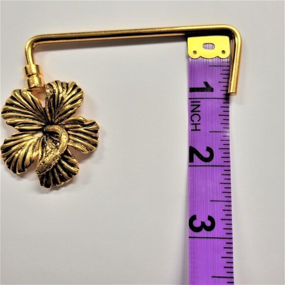 Antique Gold Plated Hibiscus Flower Handbag Holder or Handbag Table Hook - Picture 10 of 16